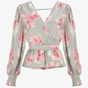 NWOT Express Floral Faux Wrap Tie Back Peplum
Top M.